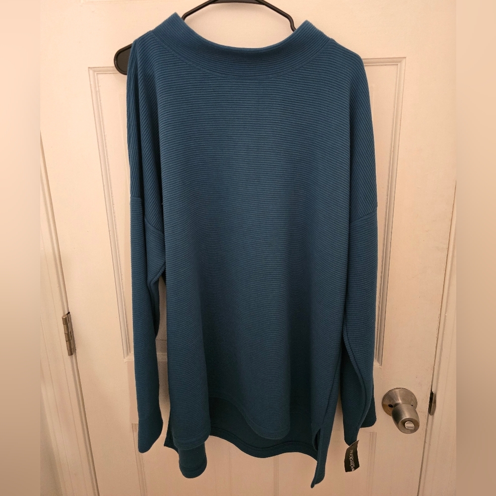 Ideology Ribbed Boo Shoulders, Color Blue Gem Size 2X (XXL)